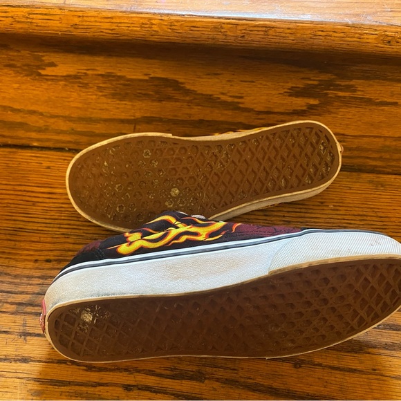 Vans Old Skool Low Flame Hotrod Skateboard Sneakers Size Mens 5 Black Red - Picture 7 of 8